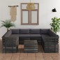 vidaXL Muebles de palets para jardín 9 pzas cojines madera maciza pino vidaXL Muebles de palets para jardín 9 pzas cojines madera maciza pino
