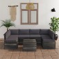 vidaXL Muebles de palets para jardín 7 pzas cojines madera maciza pino