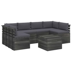 vidaXL Muebles de palets para jardín 7 pzas cojines madera maciza pino