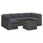vidaXL Muebles de palets para jardín 7 pzas cojines madera maciza pino