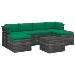 vidaXL Muebles de palets para jardín 7 pzas cojines madera maciza pino