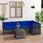 vidaXL Muebles de palets para jardín 6 pzas cojines madera maciza pino