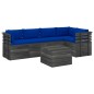 vidaXL Muebles de palets para jardín 6 pzas cojines madera maciza pino