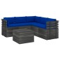 vidaXL Muebles de palets para jardín 6 pzas cojines madera maciza pino