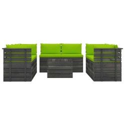vidaXL Muebles de palets para jardín 9 pzas cojines madera maciza pino