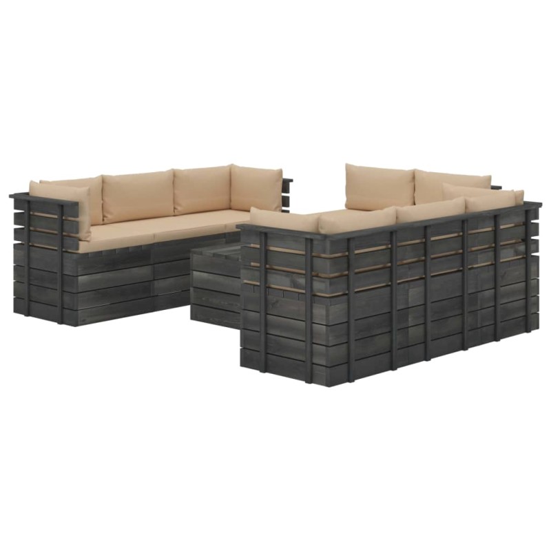 vidaXL Muebles de palets para jardín 9 pzas cojines madera maciza pino vidaXL Muebles de palets para jardín 9 pzas cojines madera maciza pino