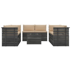 vidaXL Muebles de palets para jardín 9 pzas cojines madera maciza pino