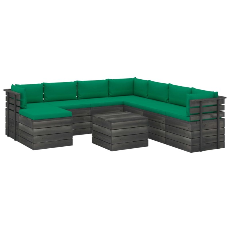 vidaXL Muebles de palets de jardín 9 piezas cojines madera maciza pino vidaXL Muebles de palets de jardín 9 piezas cojines madera maciza pino