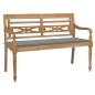 vidaXL Banco Batavia madera maciza de teca con cojín gris 150 cm vidaXL Banco Batavia madera maciza de teca con cojín gris 150 cm