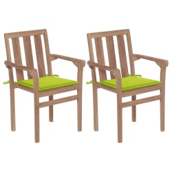 vidaXL Sillas de jardín 2 uds con cojines verde brillante madera teca