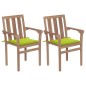 vidaXL Sillas de jardín 2 uds con cojines verde brillante madera teca vidaXL Sillas de jardín 2 uds con cojines verde brillante madera teca