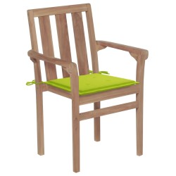 vidaXL Sillas de jardín 2 uds con cojines verde brillante madera teca