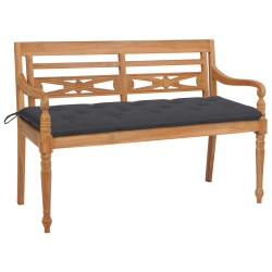vidaXL Banco Batavia madera maciza teca con cojín gris antracita 150cm