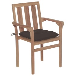 vidaXL Sillas de jardín 2 uds madera de teca con cojines gris taupe