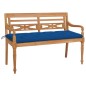vidaXL Banco Batavia madera maciza de teca con cojín azul 150 cm vidaXL Banco Batavia madera maciza de teca con cojín azul 150 cm