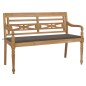 vidaXL Banco Batavia madera maciza de teca con cojín gris taupe 150 cm vidaXL Banco Batavia madera maciza de teca con cojín gris taupe 150 cm