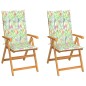 vidaXL Silla de jardín 2 uds madera teca con cojines estampado hojas vidaXL Silla de jardín 2 uds madera teca con cojines estampado hojas