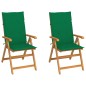 vidaXL Sillas de jardín 2 uds con cojines verdes madera maciza de teca vidaXL Sillas de jardín 2 uds con cojines verdes madera maciza de teca