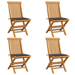 vidaXL Sillas de jardín 4 uds con cojines antracita madera de teca