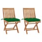 vidaXL Sillas de jardín 2 uds madera maciza de teca con cojines verde vidaXL Sillas de jardín 2 uds madera maciza de teca con cojines verde