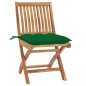 vidaXL Sillas de jardín 2 uds madera maciza de teca con cojines verde vidaXL Sillas de jardín 2 uds madera maciza de teca con cojines verde