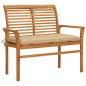 vidaXL Banco de jardín madera maciza de teca con cojín beige 112 cm vidaXL Banco de jardín madera maciza de teca con cojín beige 112 cm