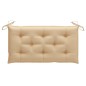 vidaXL Banco de jardín madera maciza de teca con cojín beige 112 cm vidaXL Banco de jardín madera maciza de teca con cojín beige 112 cm