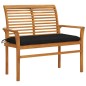 vidaXL Banco de jardín madera maciza de teca con cojín negro 112 cm vidaXL Banco de jardín madera maciza de teca con cojín negro 112 cm