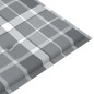 vidaXL Banco de jardín madera de teca con cojín a cuadros gris 120 cm vidaXL Banco de jardín madera de teca con cojín a cuadros gris 120 cm