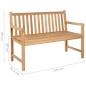 vidaXL Banco de jardín madera de teca con cojín a cuadros gris 120 cm vidaXL Banco de jardín madera de teca con cojín a cuadros gris 120 cm