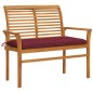 vidaXL Banco de jardín madera maciza teca con cojín rojo tinto 112 cm vidaXL Banco de jardín madera maciza teca con cojín rojo tinto 112 cm