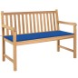 vidaXL Banco de jardín madera maciza teca con cojín azul royal 120 cm vidaXL Banco de jardín madera maciza teca con cojín azul royal 120 cm