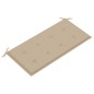 vidaXL Banco de jardín madera maciza de teca con cojín beige 112 cm vidaXL Banco de jardín madera maciza de teca con cojín beige 112 cm