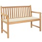 vidaXL Banco de jardín madera maciza de teca con cojín crema 120 cm vidaXL Banco de jardín madera maciza de teca con cojín crema 120 cm