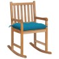 vidaXL Silla mecedora de madera maciza de teca con cojín azul claro vidaXL Silla mecedora de madera maciza de teca con cojín azul claro