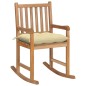 vidaXL Silla mecedora de madera maciza de teca con cojín blanco crema vidaXL Silla mecedora de madera maciza de teca con cojín blanco crema