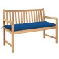vidaXL Banco de jardín madera maciza de teca con cojín azul 120 cm vidaXL Banco de jardín madera maciza de teca con cojín azul 120 cm