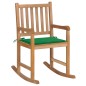 vidaXL Silla mecedora de madera maciza de teca con cojín verde vidaXL Silla mecedora de madera maciza de teca con cojín verde