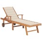 vidaXL Tumbona con cojín crema madera maciza de teca vidaXL Tumbona con cojín crema madera maciza de teca