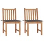 vidaXL Sillas de jardín 2 unidades madera maciza de teca con cojines vidaXL Sillas de jardín 2 unidades madera maciza de teca con cojines