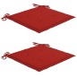 vidaXL Sillas de jardín 2 uds madera maciza de teca con cojines rojos vidaXL Sillas de jardín 2 uds madera maciza de teca con cojines rojos