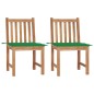 vidaXL Sillas de jardín 2 unidades madera maciza de teca con cojines vidaXL Sillas de jardín 2 unidades madera maciza de teca con cojines