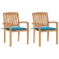 vidaXL Sillas de jardín 2 uds con cojines madera maciza de teca azul vidaXL Sillas de jardín 2 uds con cojines madera maciza de teca azul