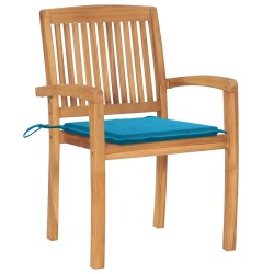 vidaXL Sillas de jardín 2 uds con cojines madera maciza de teca azul