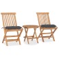 vidaXL Set comedor de jardín plegable 3 piezas madera de teca cojines vidaXL Set comedor de jardín plegable 3 piezas madera de teca cojines