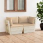 vidaXL Sofá de palets de jardín 2 plazas con cojines madera de abeto vidaXL Sofá de palets de jardín 2 plazas con cojines madera de abeto