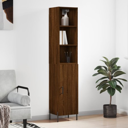 vidaXL Aparador alto madera contrachapada roble marrón 34,5x34x180 cm
