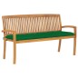 vidaXL Banco de jardín apilable con cojín madera de teca 159 cm vidaXL Banco de jardín apilable con cojín madera de teca 159 cm
