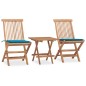 vidaXL Set comedor de jardín plegable 3 piezas madera de teca cojines vidaXL Set comedor de jardín plegable 3 piezas madera de teca cojines