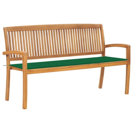 vidaXL Banco de jardín apilable con cojín madera maciza teca 159 cm